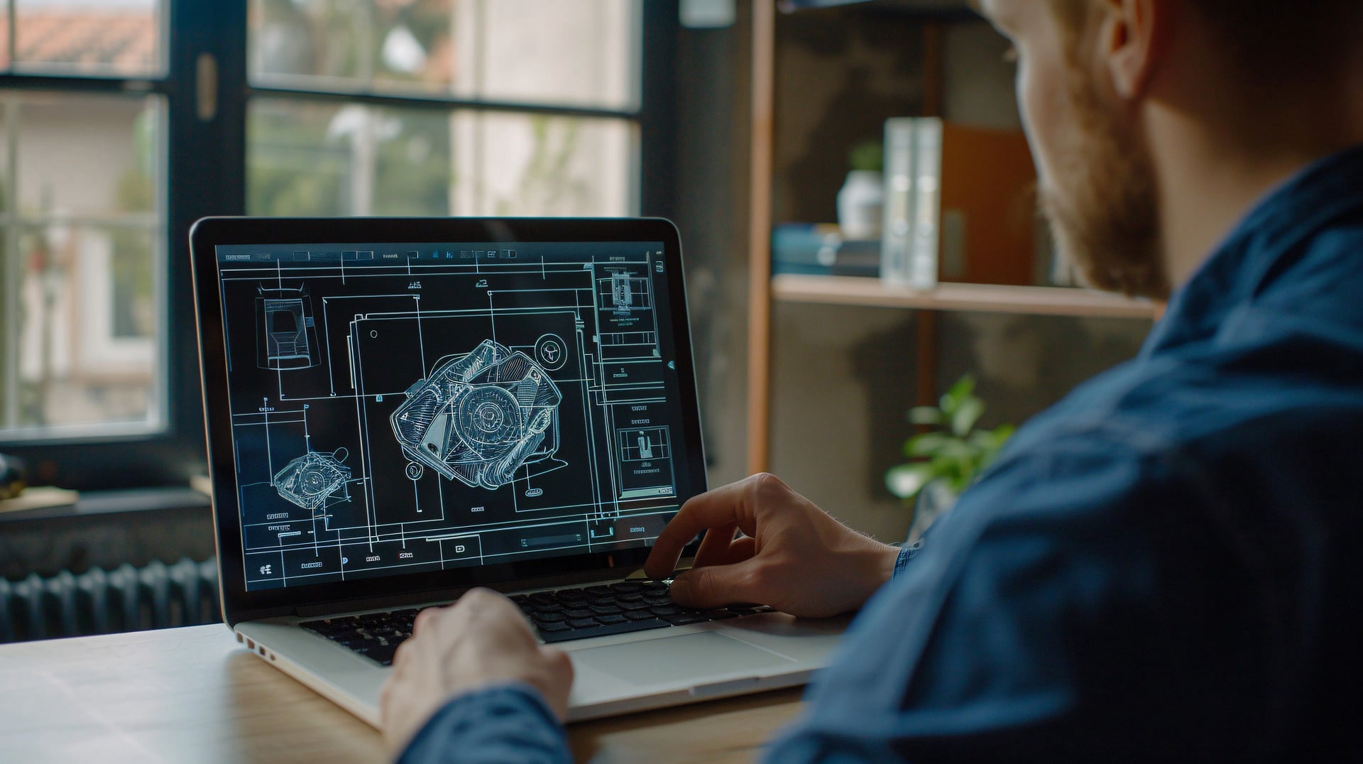 Bildet viser en CAD designer som jobber med BaseColab.